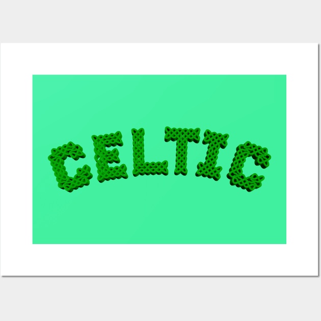 Celtic Text In Green Wall Art by Braznyc